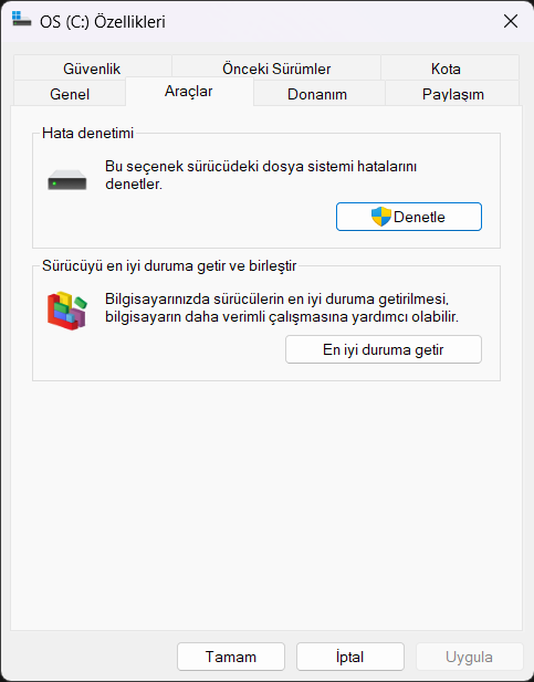 C: Diski özellikler