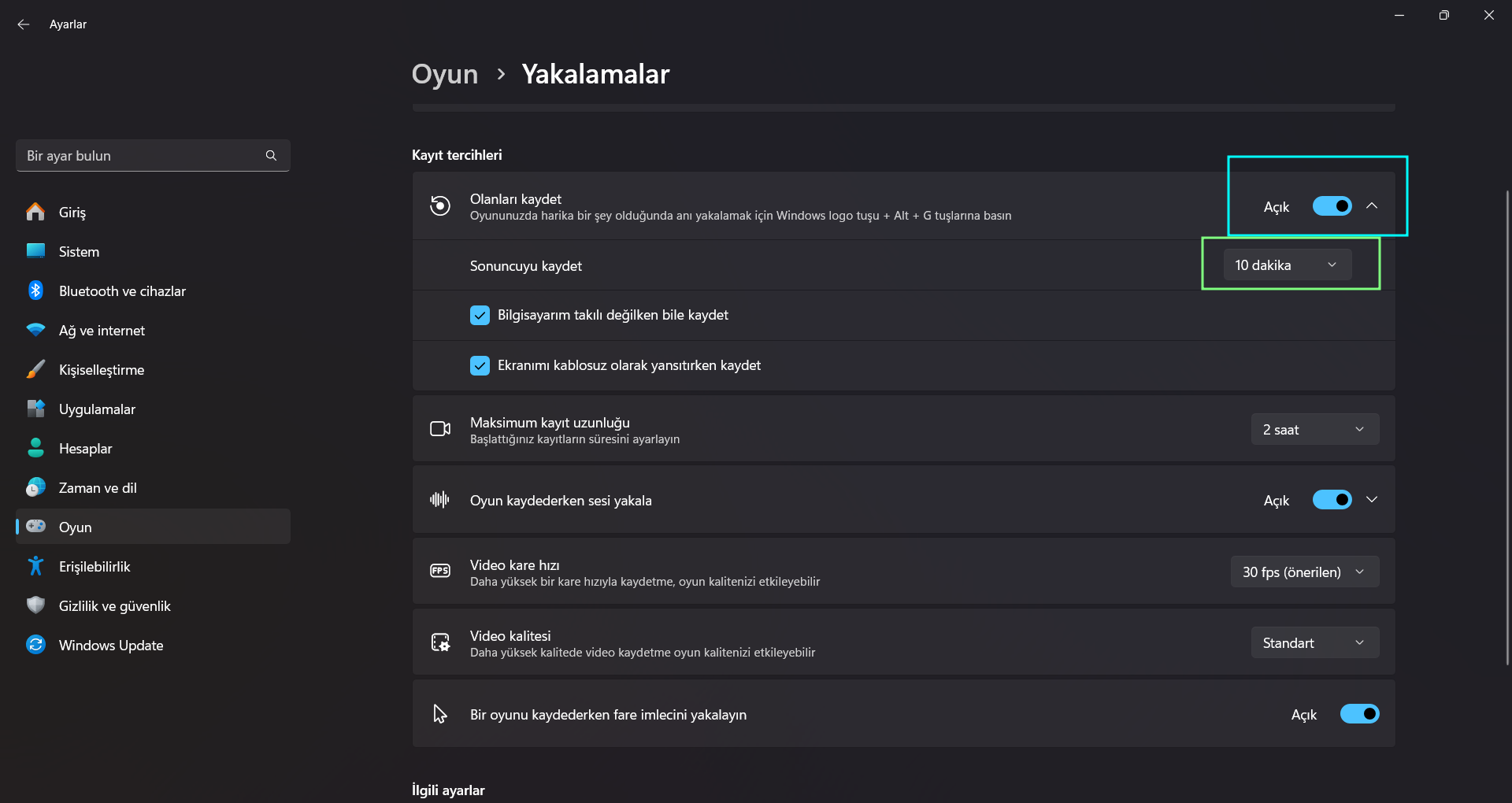 Xbox Game Bar Ayarları
